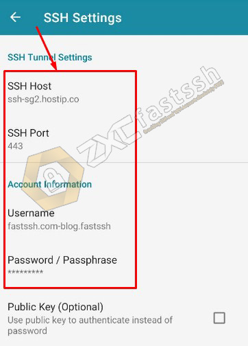 Input SSH Account to HTTP Injector