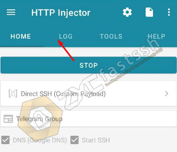SSH Connection on HTTP Injector