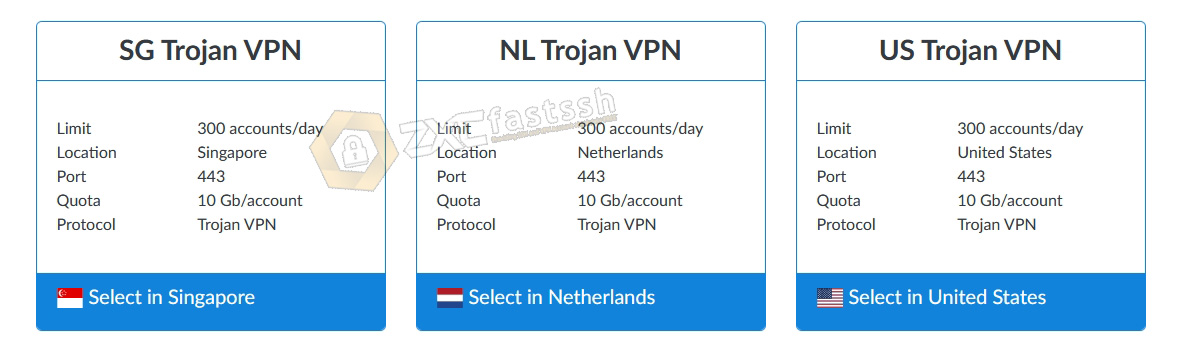 Howdy Trojan VPN servers