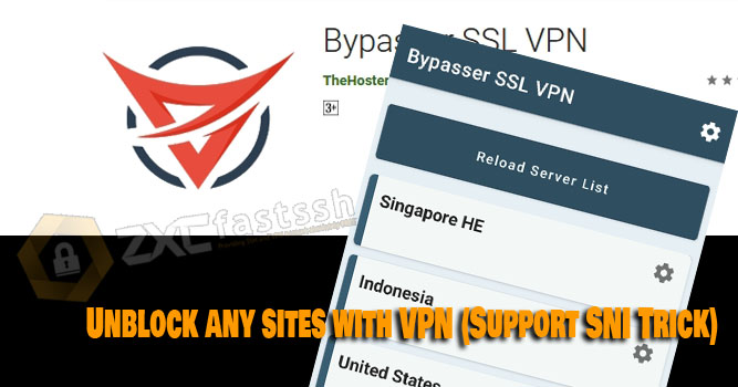 Unblock any sites with VPN (Support SNI Trick)